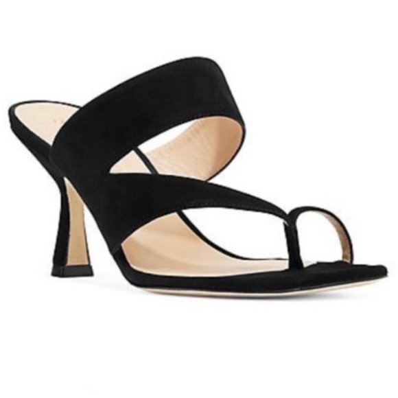 Stuart Weiztman Lyla Black Suede Sandals - Size 7.5 - Picture 1 of 7